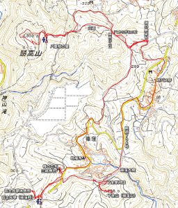 峠バス停～頭高山～富士見塚～了全山～峠のGPS軌跡