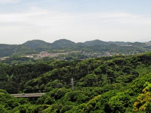 展望台からの眺め（左の二つの山は二子山）